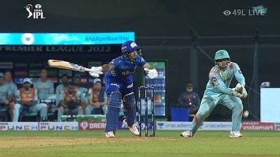 Ishan Kishan was dismissed on 8 against Lucknow Super Giants (Twitter) Ishan Kishan was dismissed on 8 against Lucknow Super Giants (Twitter)