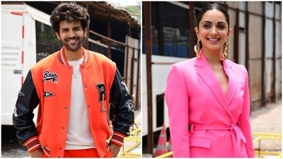 The promotions for Kartik Aaryan and Kiara Advani's upcoming film Bhool Bhulaiyaa 2 have kickstarted in full swing. Paparazzi clicked the two co-stars in Mumbai as they arrived in trendy looks. They posed and smiled for cameras outside a studio in the bay. Scroll ahead to see Kiara and Kartik's photos. (HT Photo/Varinder Chawla) The promotions for Kartik Aaryan and Kiara Advani's upcoming film Bhool Bhulaiyaa 2 have kickstarted in full swing. Paparazzi clicked the two co-stars in Mumbai as they arrived in trendy looks. They posed and smiled for cameras outside a studio in the bay. Scroll ahead to see Kiara and Kartik's photos. (HT Photo/Varinder Chawla)