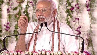 PM Modi addresses an event in Palli, Jammu. (Twitter- BJP)&nbsp;
