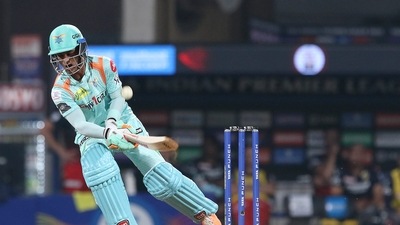 Ayush Badoni also played a handy knock towards the end of the innings (PTI) Ayush Badoni also played a handy knock towards the end of the innings (PTI)