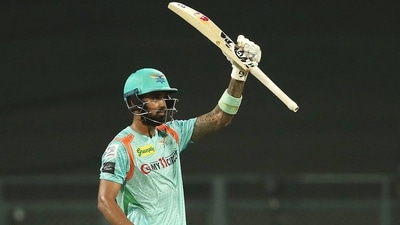 KL Rahul, captain of Lucknow Super Giants celebrates after scoring a century against Mumbai Indians (IPL) KL Rahul, captain of Lucknow Super Giants celebrates after scoring a century against Mumbai Indians (IPL)