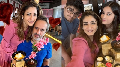 Raveena Tandon enjoys Sunday lunch with family. Raveena Tandon enjoys Sunday lunch with family.