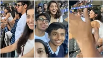 Anushka Sharma's fan watched an Indian Premier League (IPL) match with her.