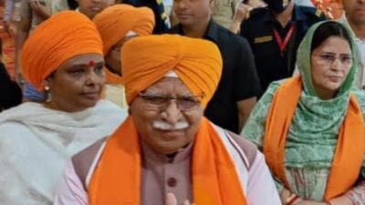 Haryana chief minister Manohar Lal Khattar during the 400th birth anniversary celebrations of Guru Teg Bahadur in Panipat on Sunday. (HT Photo) Haryana chief minister Manohar Lal Khattar during the 400th birth anniversary celebrations of Guru Teg Bahadur in Panipat on Sunday. (HT Photo)