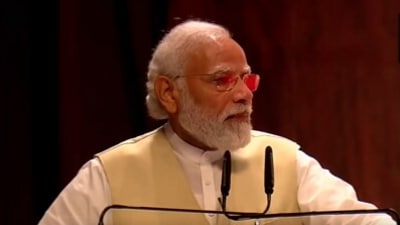PM Modi addressed the 80th annual Master Deenanath Mangeshkar Awards ceremony. (ANI)