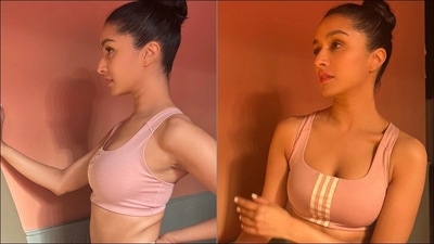 Wearing a dab of pink lipstick, Shraddha amplified the glam quotient by opting for a dewy makeup look and opted to go sans accessories as she geared up to sweat out the unwanted calories.&nbsp; (Instagram/shraddhakapoor)