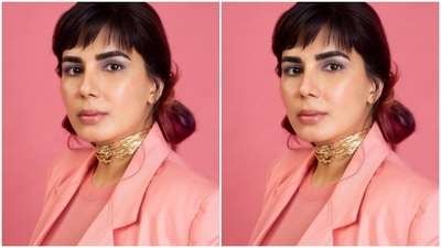 In pink top, pink cropped blazer and a pair of pink trousers, Kirti aced yet another formal look. (Instagram/@iamkirtikulhari)
