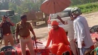 Bajrang Muni Das, a seer from Uttar Pradesh who allegedly threatened Muslim women with rape in Sitapur, was arrested on April 13. (Twitter) Bajrang Muni Das, a seer from Uttar Pradesh who allegedly threatened Muslim women with rape in Sitapur, was arrested on April 13. (Twitter)