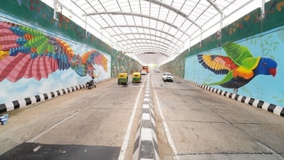 New Delhi: View of Ashram underpass inaugurated on Sunday. (ANI)