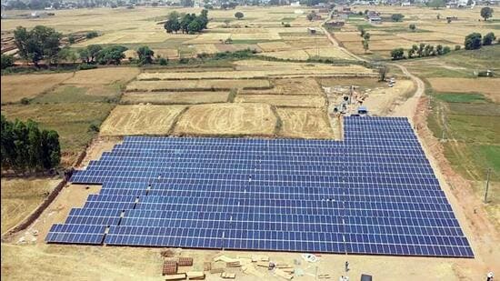 A 500 KW solar power plant at Palli is set to be inaugurated by Prime Minister Narendra Modi on April 24 in Samba District of Jammu and Kashmir, as per the PMO tweet, which will make it the country’s first panchayat to become carbon neutral. (ANI Photo) (ANI)