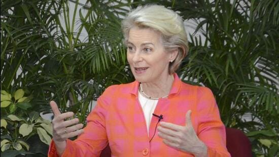 European Commission President Ursula Von Der Leyen said India’s energy use doubled in the past two decades and shows the urgency for our transformation to clean and sustainable ways of doing business (PTI)