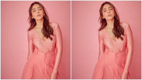 Rakul Preet played muse to fashion designer house Monokrom and picked a pink co-ord set for the pictures.(Instagram/@rakulpreet)