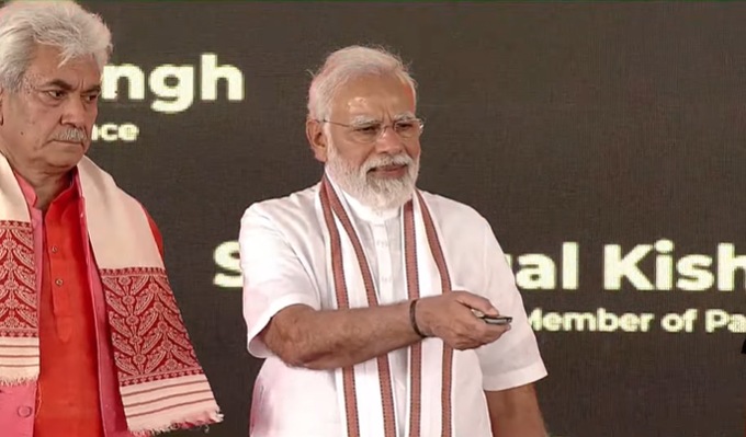 On Sunday, during his visit to launch a clutch of projects, which came almost three years after the region’s reorganisation, Mr Modi spoke of development and democracy.&nbsp; (File Photo)