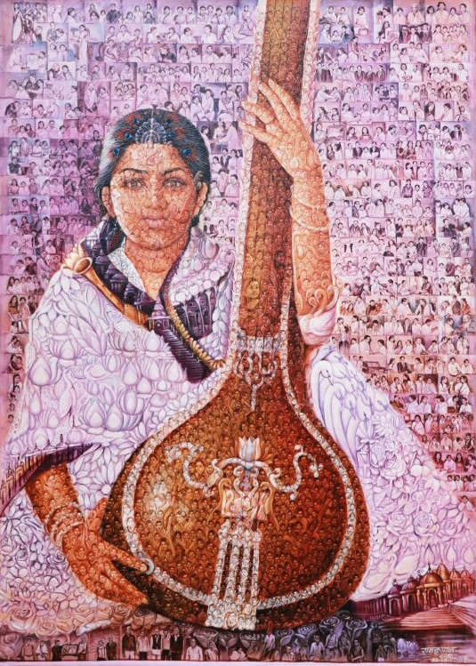 Artist Ramkripal Namdeo gives an artistic tribute to the Nightingale of India - Lata Mangeshkar