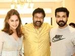 Chiranjeevi with his son Ram Charan and daughter-in-law Upasana Kamineni. Chiranjeevi with his son Ram Charan and daughter-in-law Upasana Kamineni.