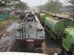 Trucks to transport crude palm oil (CPO) queue outside an Apical Group Ltd. factory at Marunda in Jakarta, Indonesia, on April 25, 2022. Trucks to transport crude palm oil (CPO) queue outside an Apical Group Ltd. factory at Marunda in Jakarta, Indonesia, on April 25, 2022. 