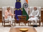 The agreement on launching the council was reached at a meeting between Prime Minister Narendra Modi and European Commission President Ursula von der Leyen. (photo tweeted by MEA) (Twitter)