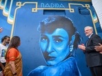 The mural was designed by Delhi Street Art's founder Yogesh Saini and his team. The mural was designed by Delhi Street Art's founder Yogesh Saini and his team.