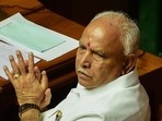 Former Karnataka chief minister and BJP State President B S Yeddyurappa during an Assembly Session at Vidhana Soudha, in Bengaluru.(PTI) Former Karnataka chief minister and BJP State President B S Yeddyurappa during an Assembly Session at Vidhana Soudha, in Bengaluru.(PTI)