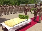 UP Police officials bid aideu to ‘Vicon’ with full state honours.(ANI) UP Police officials bid aideu to ‘Vicon’ with full state honours.(ANI)