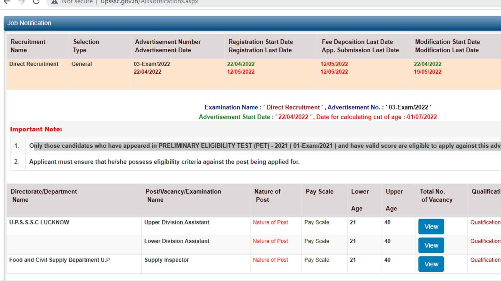 UPSSSC Recruitment: Apply for Supply Inspector, Assistant posts on upsssc.gov.in