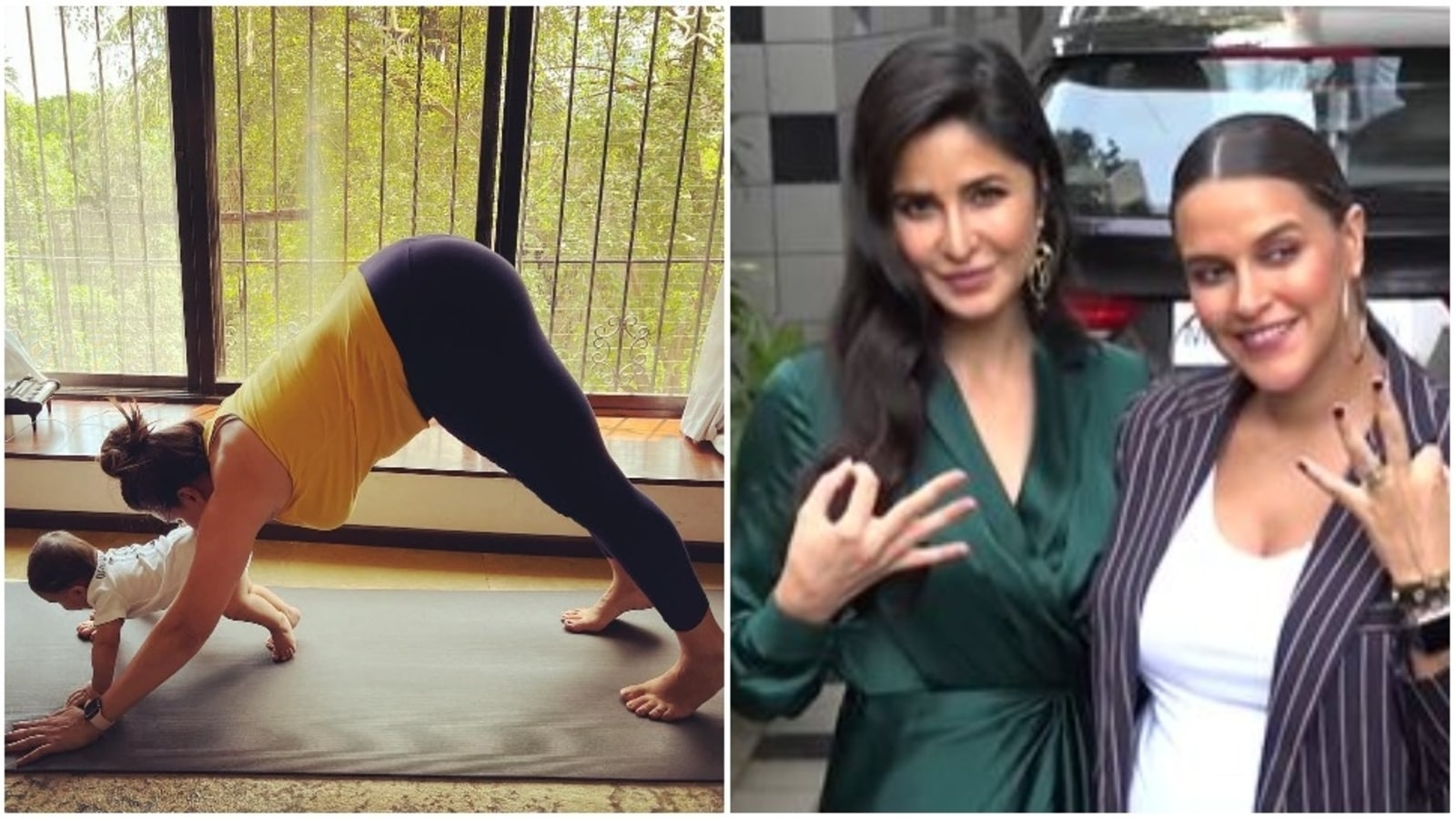 Katrina Kaif showers love as Neha Dhupia does yoga with son Guriq. See pics