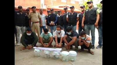 Accused in police custody on Monday. (HT Photo)