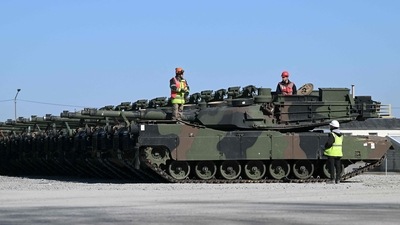 Technicians work on US tanks standing at the United States Army military training base in Grafenwoehr, southern Germany. (AFP - Representative image) Technicians work on US tanks standing at the United States Army military training base in Grafenwoehr, southern Germany. (AFP - Representative image)