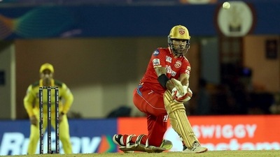 Shikhar Dhawan of Punjab Kings plays a shot during against Chennai Super Kings (IPL) Shikhar Dhawan of Punjab Kings plays a shot during against Chennai Super Kings (IPL)