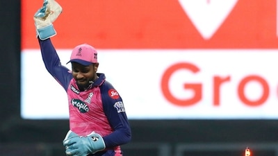 Sanju Samson, captain of Rajasthan Royals, celebrates the wicket of Shardul Thakur of Delhi Capitals (IPL) Sanju Samson, captain of Rajasthan Royals, celebrates the wicket of Shardul Thakur of Delhi Capitals (IPL)