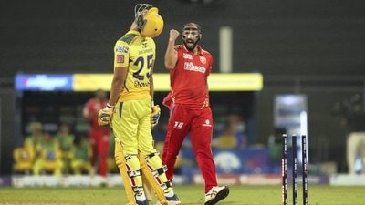 Rishi Dhawan of Punjab Kings celebrates the wicket of Shivam Dube (IPL) Rishi Dhawan of Punjab Kings celebrates the wicket of Shivam Dube (IPL)