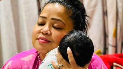 Bharti Singh shared a picture with her baby boy. Bharti Singh shared a picture with her baby boy.