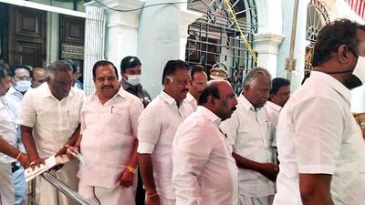 AIADMK  members walk out of the assembly, protesting the Bills. (ANI)
