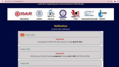 IISER admissions registration commencement date revised, apply from April 29 IISER admissions registration commencement date revised, apply from April 29