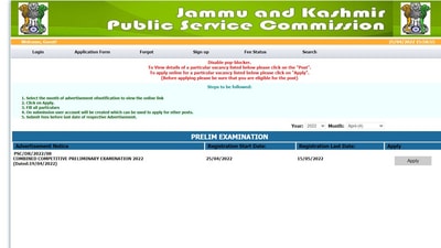 JKPSC CCE Exam 2022 application process begins at jkpsc.nic.in, direct link here