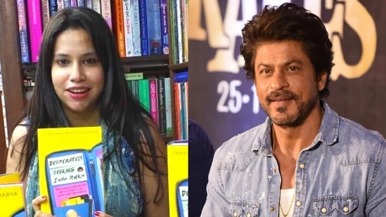 Author Shrayana Bhattacharya meets Shah Rukh Khan.