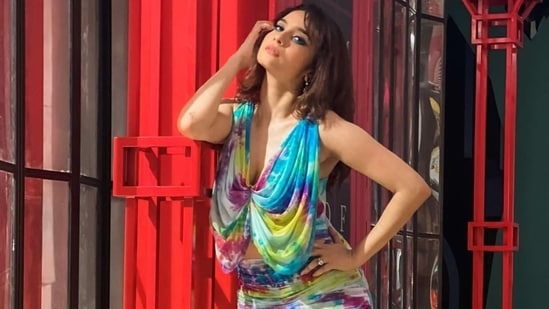 Ankita Lokhande has shared a new set of pictures with her Instagram followers, and this time, the star took a break from her beloved traditional fits to slip into a colourful mini dress. The Pavitra Rishta actor went out with her girlfriends for a night out dressed in the mini-ensemble. She even did a photoshoot in the same look and posted it on her profile.(Instagram/@lokhandeankita)