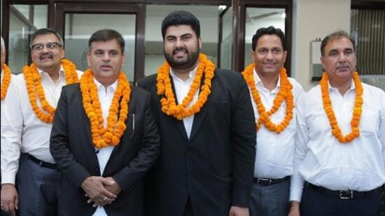 Suvir Sidhu, 32, (centre) on Monday became the youngest chairman of Bar Council of Punjab and Haryana.