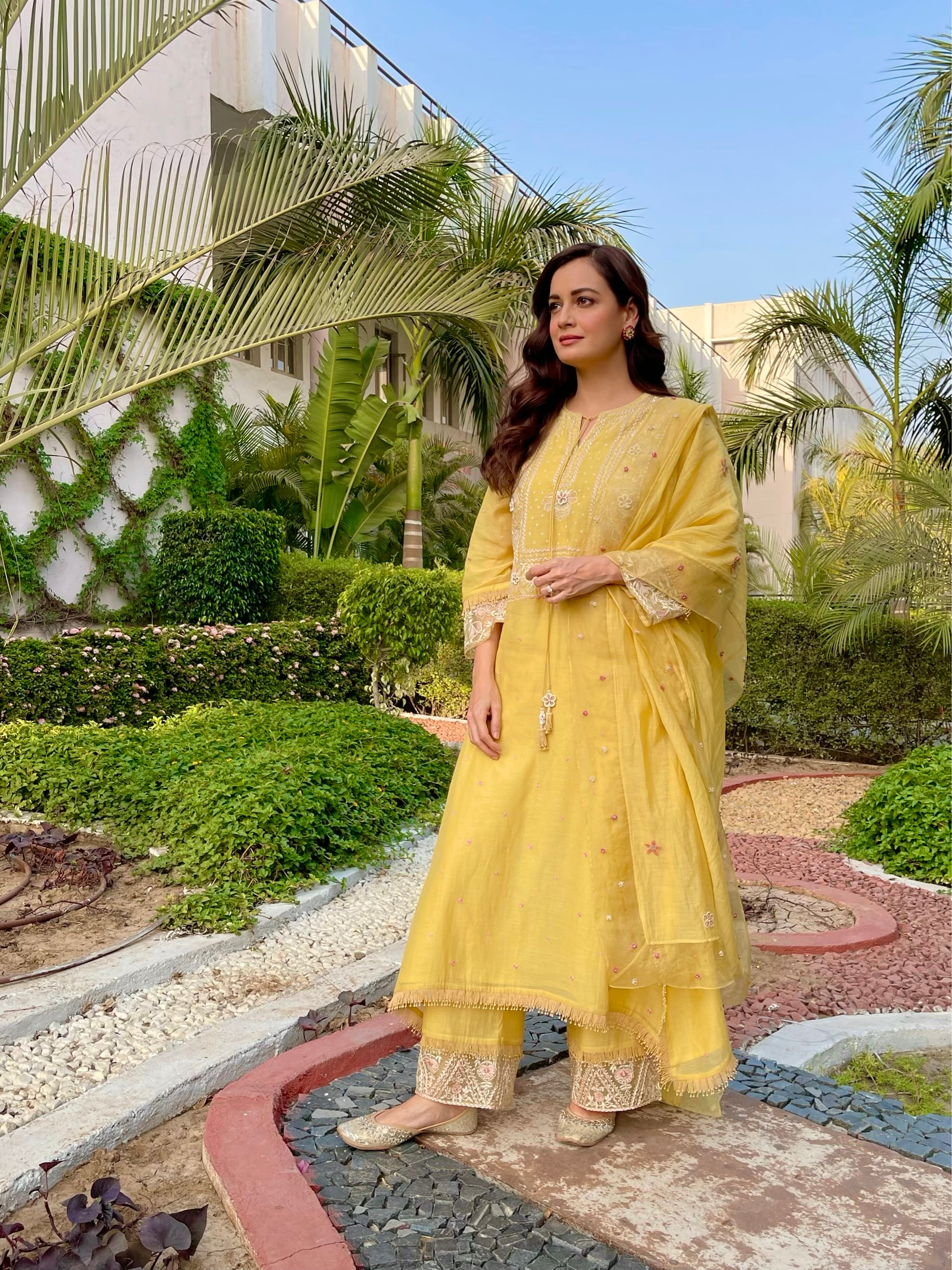 Dia Mirza in chanderi kurta set&nbsp;(Elevate Promotions)