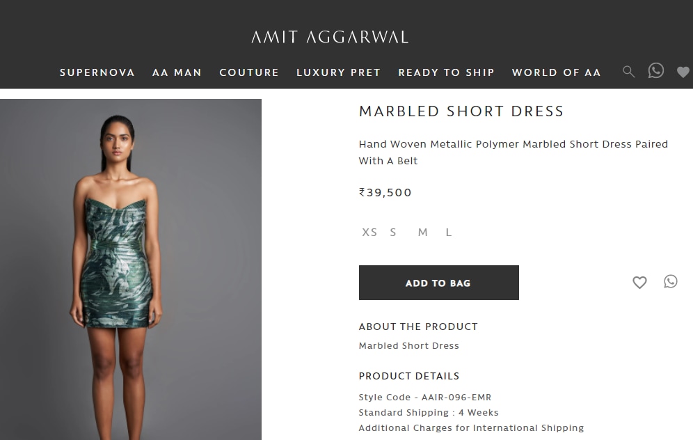 Alaya F's marbled short dress from Amit Aggarwal&nbsp;(amitaggarwal.com )