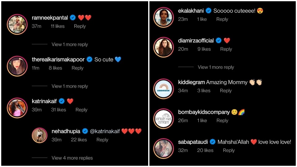 Comments on post shared by Neha Dhupia. Comments on post shared by Neha Dhupia. 