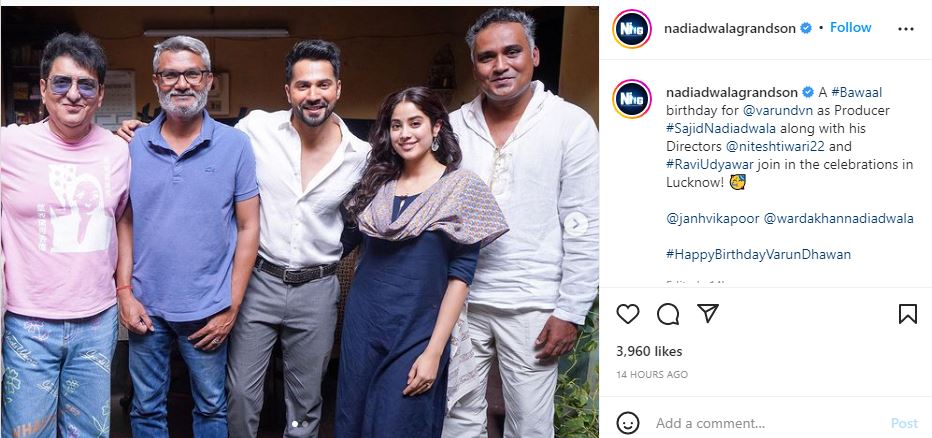 Nadiadwala Grandson shared pictures from the sets.