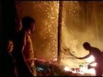 Visuals of fire in Uttarakhand shared by news agency ANI, Visuals of fire in Uttarakhand shared by news agency ANI,