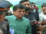 Kirit Somaiya at Khar police station on Tuesday (ANI)