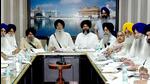 Shiromani Gurdwara Parbandhak Committee president Harjinder Singh Dhami with other members during the executive committee meeting held at Teja Singh Samundri Hall Golden Temple Complex in Amritsar on Tuesday. (Sameer Sehgal/HT) Shiromani Gurdwara Parbandhak Committee president Harjinder Singh Dhami with other members during the executive committee meeting held at Teja Singh Samundri Hall Golden Temple Complex in Amritsar on Tuesday. (Sameer Sehgal/HT)