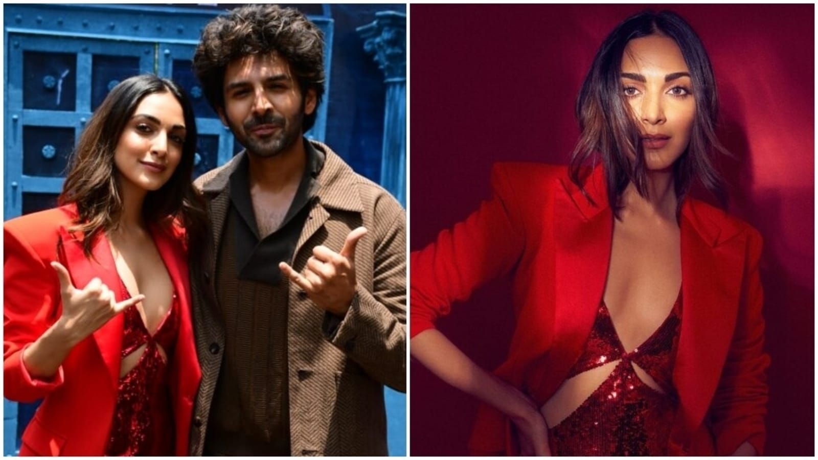 Kiara Advani launches Bhool Bhulaiyaa 2 trailer with Kartik Aaryan in hot red cut-out mini dress and blazer: See pics