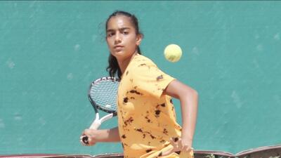 Ira Chadha in action at the AITA National Rankings Championship in Zirakpur. (HT Photo)