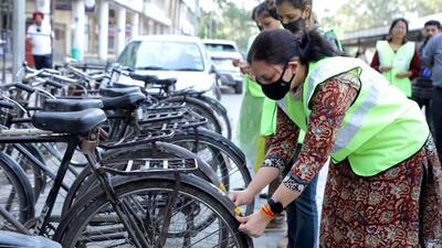 Chandigarh Smart City Limited CEO Anindita Mitra launced a bicycle safety campaign in the city. (HT Photo) Chandigarh Smart City Limited CEO Anindita Mitra launced a bicycle safety campaign in the city. (HT Photo)