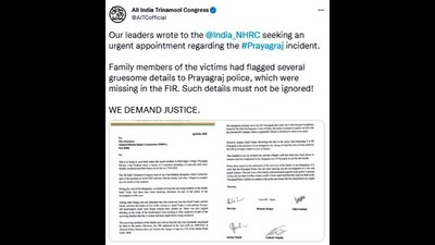 TMC tweeted a letter sent by it to NHRC in Khevrajpur killings issue on Tuesday (HT) TMC tweeted a letter sent by it to NHRC in Khevrajpur killings issue on Tuesday (HT)