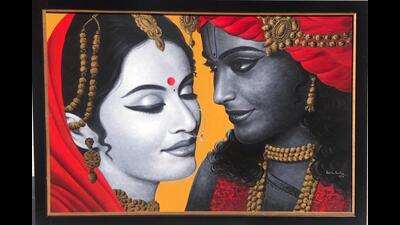 The painting exhibition titled Contemporary Golden Krishna displays works by Padma Shri recipient, Krishn Kanhai, showcasing different episodes from Krishna’s life. The painting exhibition titled Contemporary Golden Krishna displays works by Padma Shri recipient, Krishn Kanhai, showcasing different episodes from Krishna’s life.